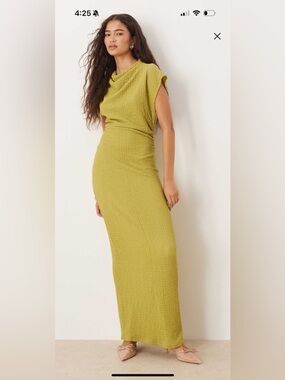 ASOS Olive Green Sleeveless Textured Maxi Dress